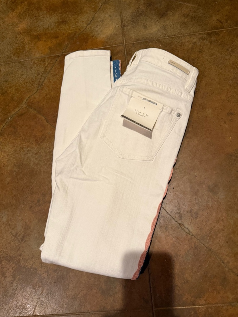 NWT Anthropologie Pilcro White Skinny Jeans High Rise Side Stripes Size 28